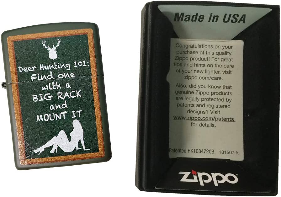 Deer Hunting Rules 101 - Green Matte Zippo Lighter