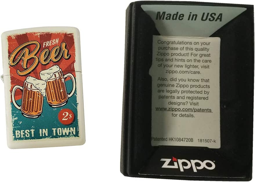 Fresh Beer Best In Town - Cream Matte Zippo Lighter
