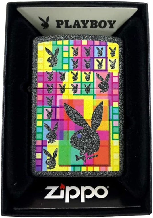 Colorful Playboy Bunny Logo Pop Art - Iron Stone Zippo Lighter
