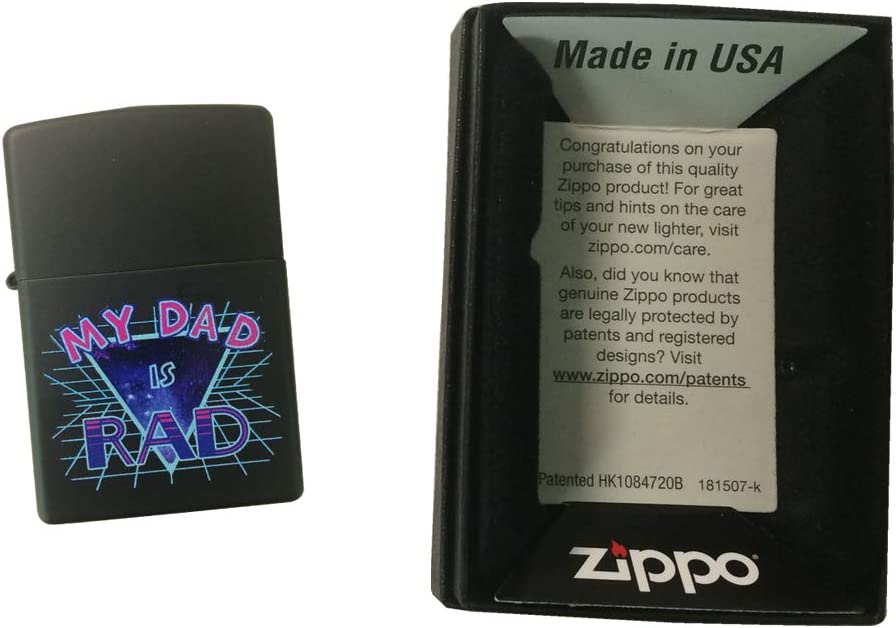 My Dad is Rad Retro Vibes - Black Matte Zippo Lighter