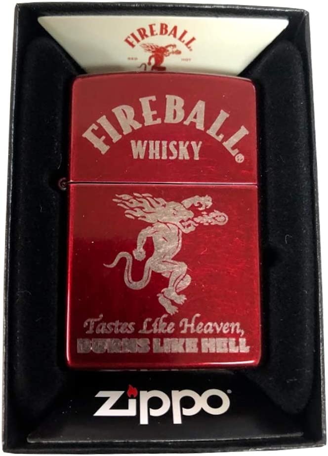 Fireball Whiskey - Engraved Candy Apple Red Zippo Lighter