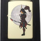 Japanese Lady Samurai Warrior with Bloody Sword - Cream Matte Zippo Lighter