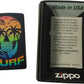 Cool Summer Palm Tree Surf Skull - Black Matte Zippo Lighter