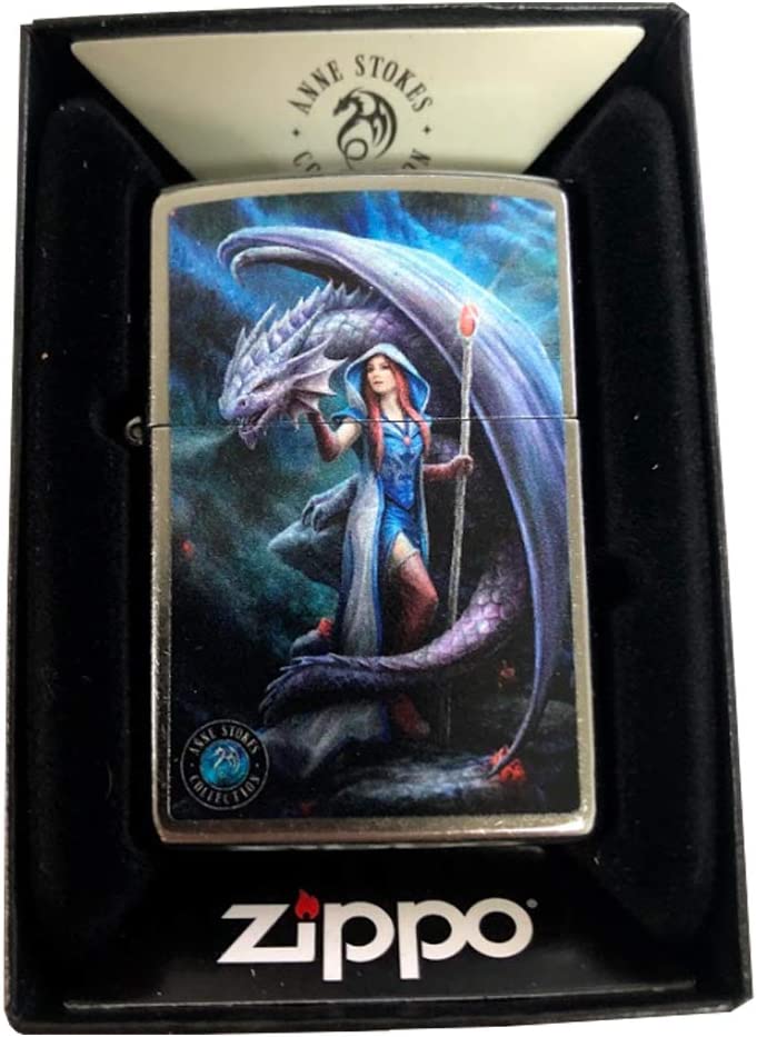 Anne Stokes Sorceress with Dragon - Street Chrome Zippo Lighter