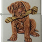 French Mastiff Puppy Dog with Bone - White Matte Zippo Lighter