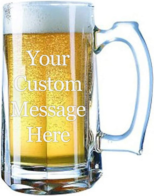 Custom Engraved 25 oz Beer Mug - Add Your Text, Logo, Photo