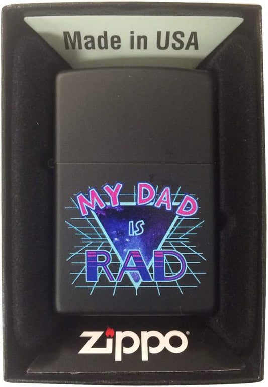 My Dad is Rad Retro Vibes - Black Matte Zippo Lighter