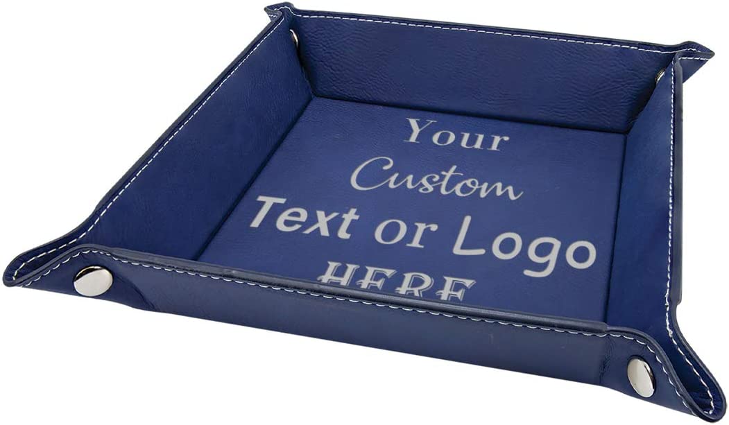 Customized Engraved Leather Snap 6 Inch Jewelry Tray - Add Your Text or Logo - Choose from 6 Colors