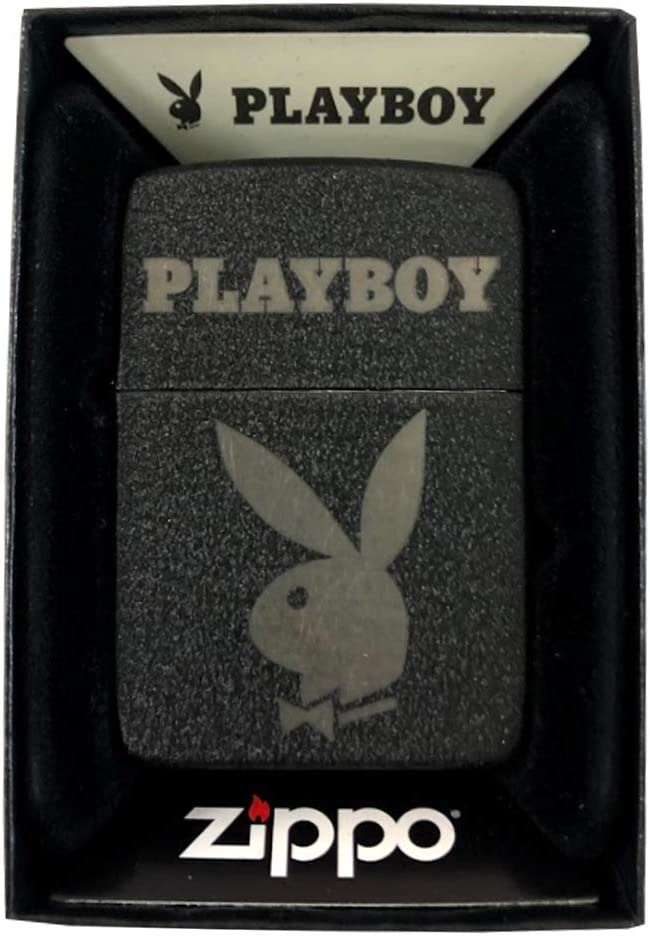 Playboy Magazine Bunny Logo - Engraved Black Crackle Replica Zippo Lighter