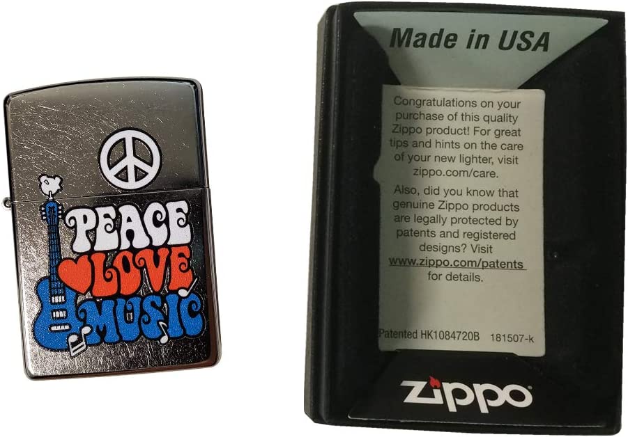 Peace Love Music - Street Chrome Zippo Lighter