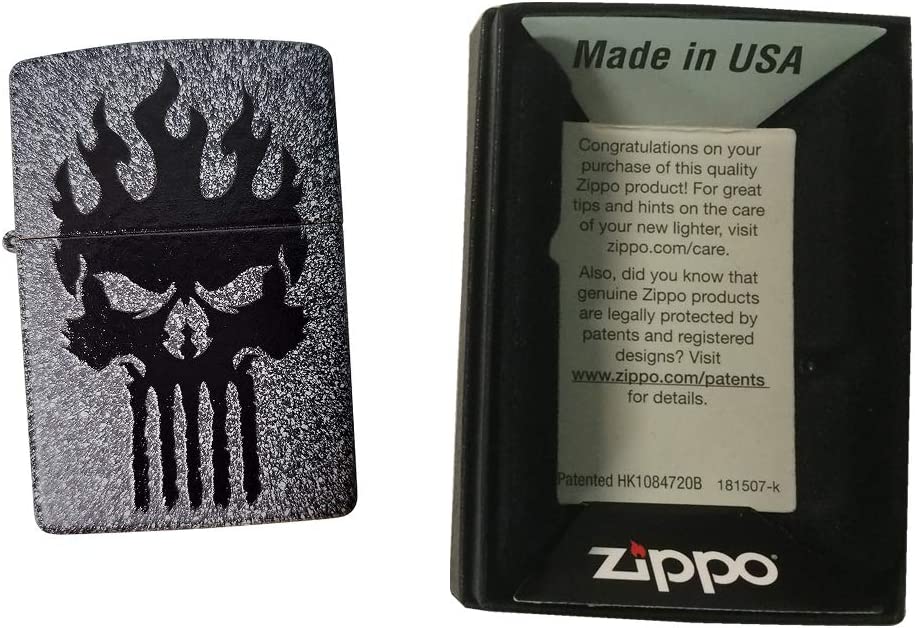 Flaming Bad Punishing Skull - Iron Stone Zippo Lighter