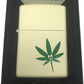 Smiley Face Pot Leaf - Cream Matte Zippo Lighter