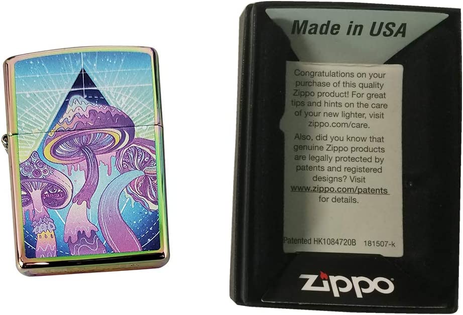 Melting Trippy Magic Mushrooms - Multi Color/Spectrum Zippo Lighter