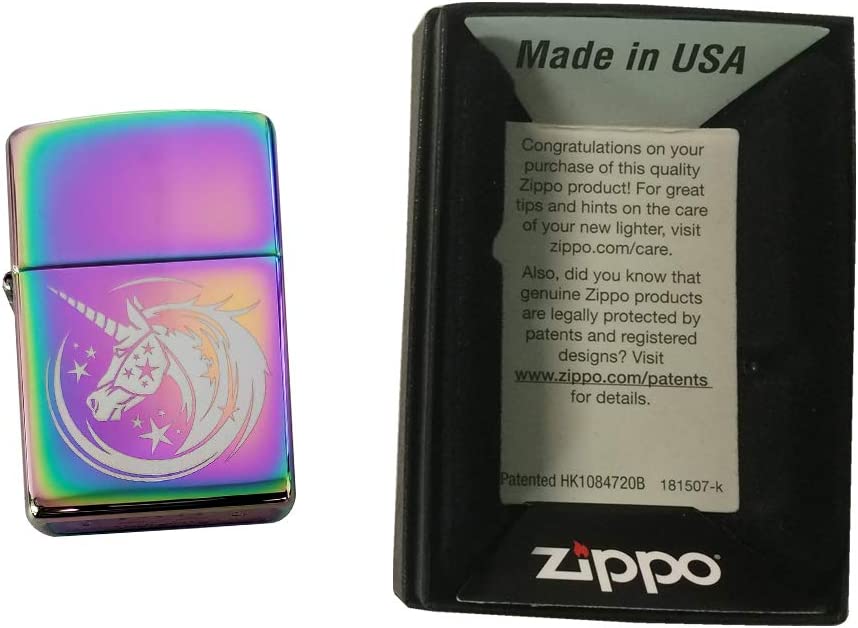 Starry Majestic Unicorn - Engraved Multi Color/Spectrum Zippo Lighter