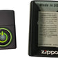 Green Power Button - Black Matte Zippo Lighter
