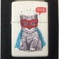 Super Hero Cat Drawing - White Matte Zippo Lighter