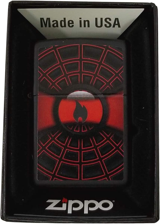 Industrial Spider Web Flame Design - Black Matte Zippo Lighter