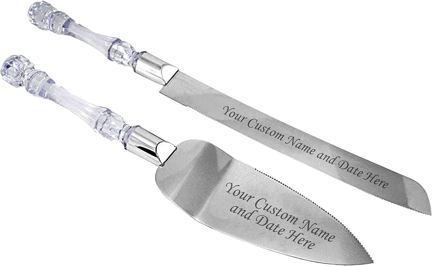 Customized Engraved Wedding Cake Knife and Server Set - Add Your Name and Date or Text