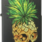 Punk Pineapple Fruit Skull with Fire Eyes - Black Matte Zippo Lighter