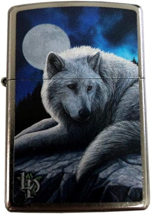 Lisa Parker Guardian of the North White Arctic Wolf - Street Chrome Zippo Lighter