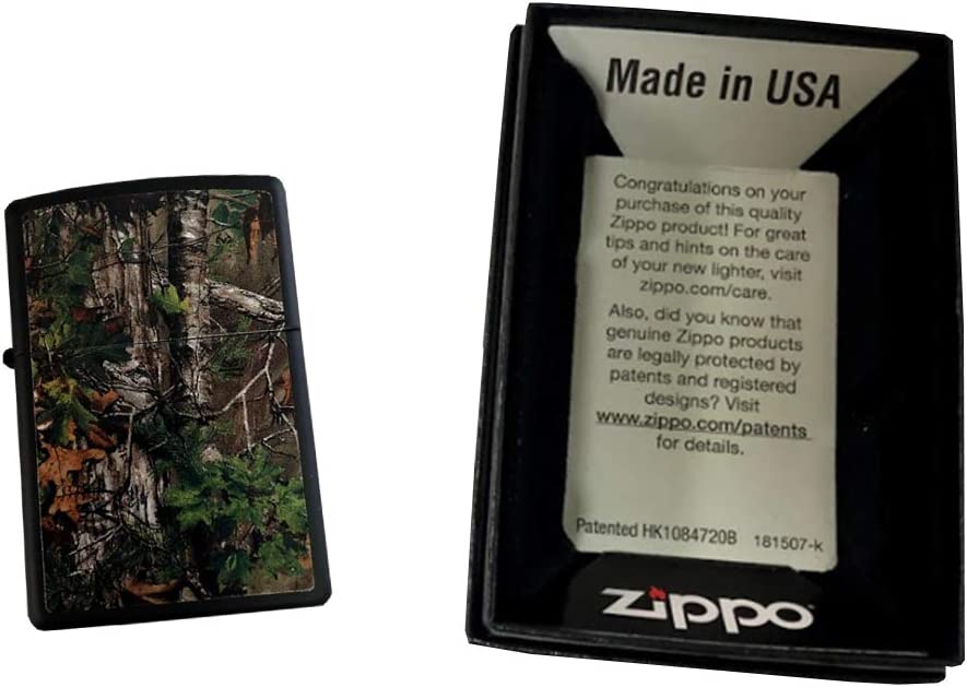 Double Sided Realtree Xtra Green Forest Camouflage - Black Matte Zippo Lighter