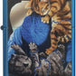 Playful Orange and Grey Kittens with Blue Yarn Ball - High Polish Blue/Sapphire Zippo Lighter