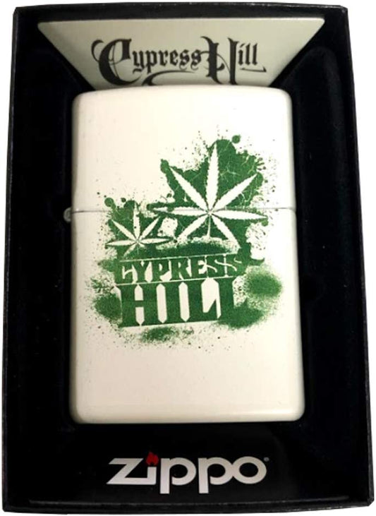 Cypress Hill Hip Hop Music Leaves Design - White Matte Zippo Lighter