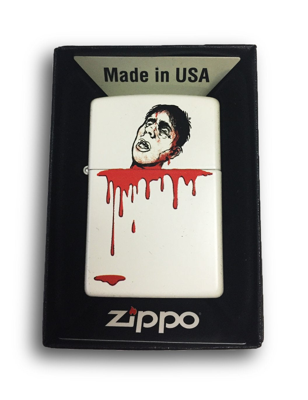 Beheaded Bloody Head - White Matte Zippo Lighter