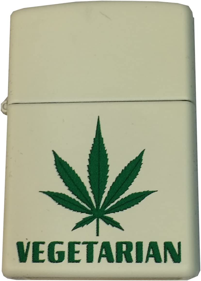 Vegetarian Pot Leaf - Cream Matte Zippo Lighter