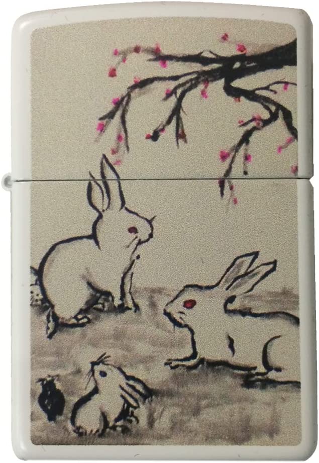 Bunnies Under Branch - White Matte Zippo Lighter