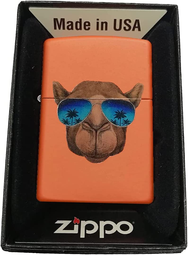 Chill Camel with Glasses and Bowtie - Black Matte Zippo Lighter