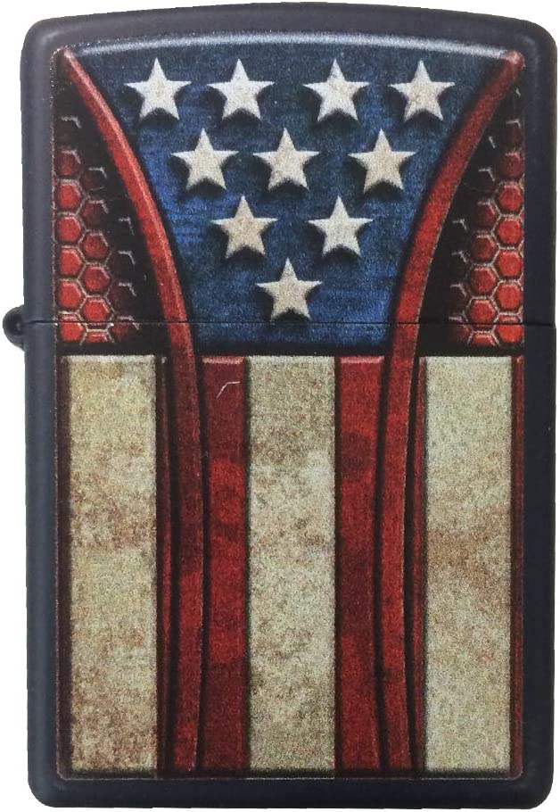 Vintage Americana Flag Design - Navy Matte Zippo Lighter