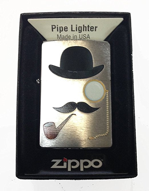 Top Hat and Monocle - Brushed Chrome Zippo Lighter