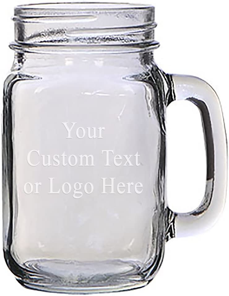 Custom Engraved 16 oz Mason Jar - Add Your Text, Logo, Photo