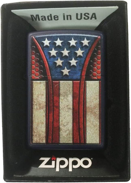Vintage Americana Flag Design - Navy Matte Zippo Lighter
