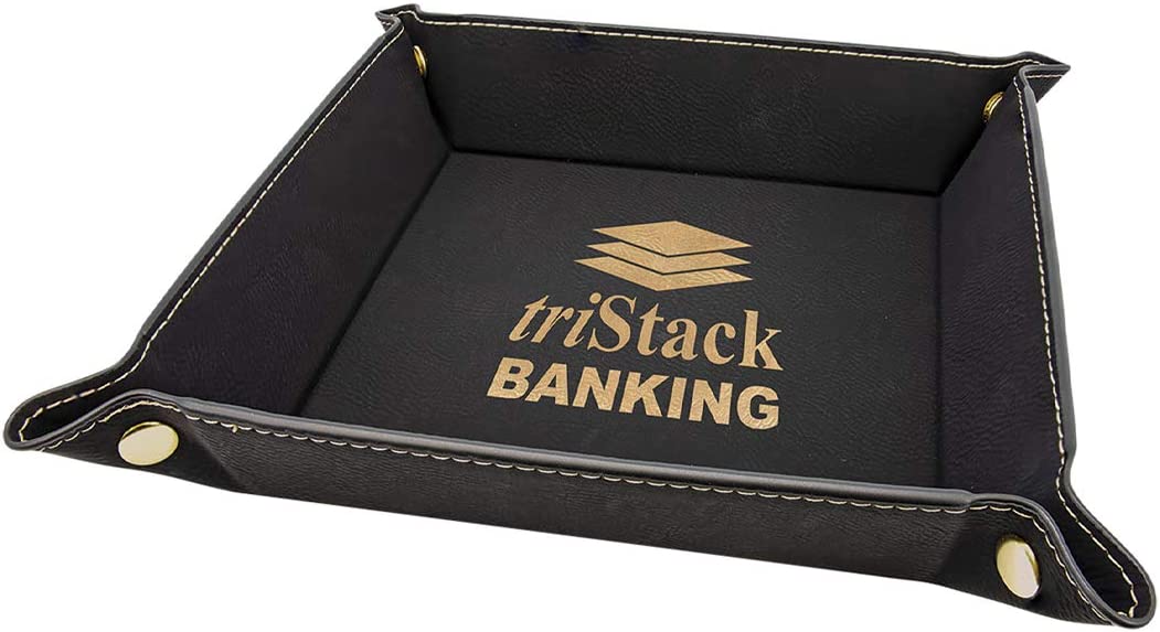 Customized Engraved Leather Snap 6 Inch Jewelry Tray - Add Your Text or Logo - Choose from 6 Colors