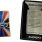 Ford Script in Oval Logo on Red White and Blue - Brushed Brass Zippo Lighter