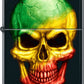 Rasta Colored Skull - Black Matte Zippo Lighter