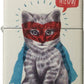 Super Hero Cat Drawing - White Matte Zippo Lighter
