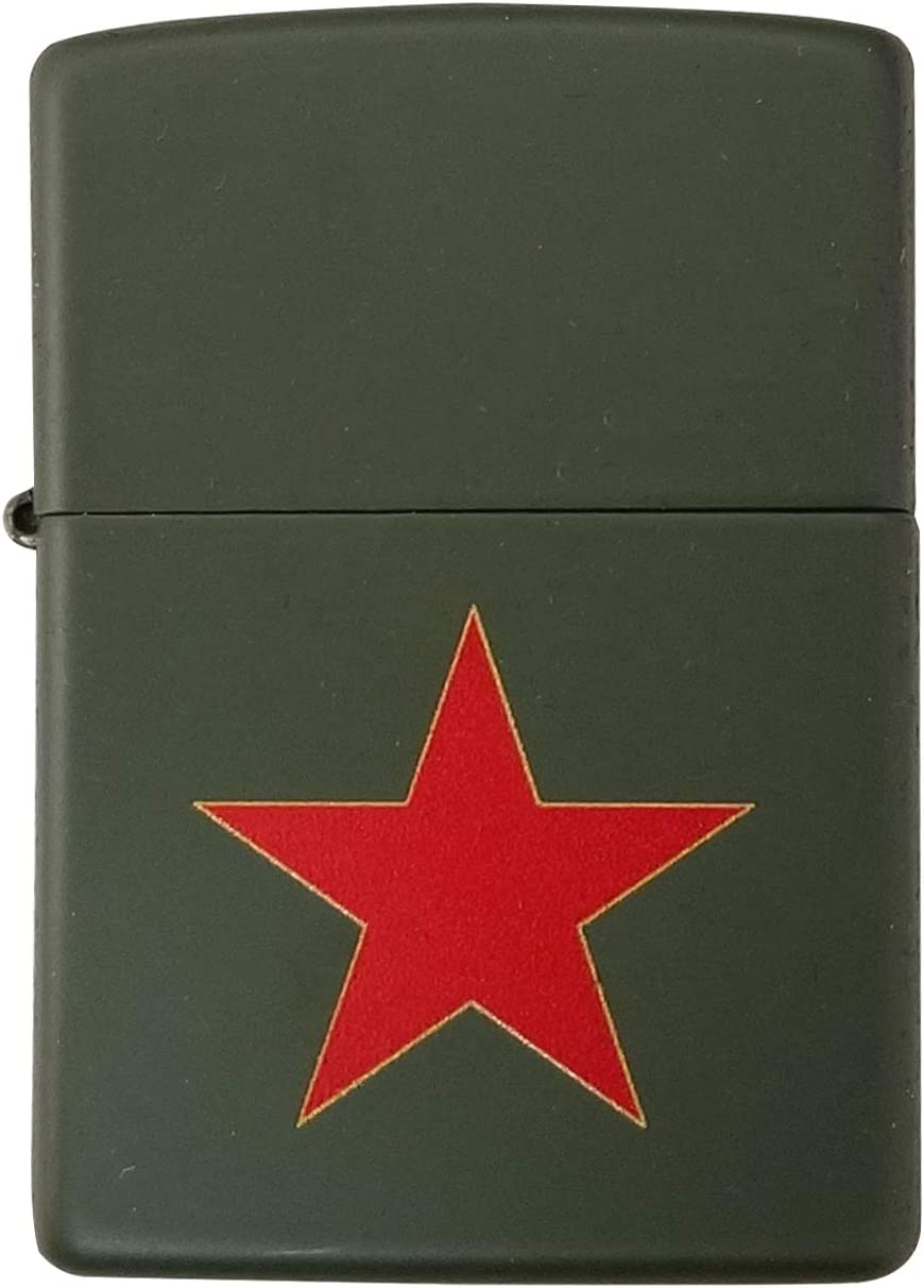 Revolution Red Star - Green Matte Zippo Lighter