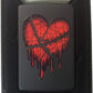 Stitched Emo Punk Dripping Broken Heart - Black Matte Zippo Lighter