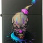 Sneering Evil Clown with Purple and Blue Spikes and Makeup - Black Matte Zippo Lighter