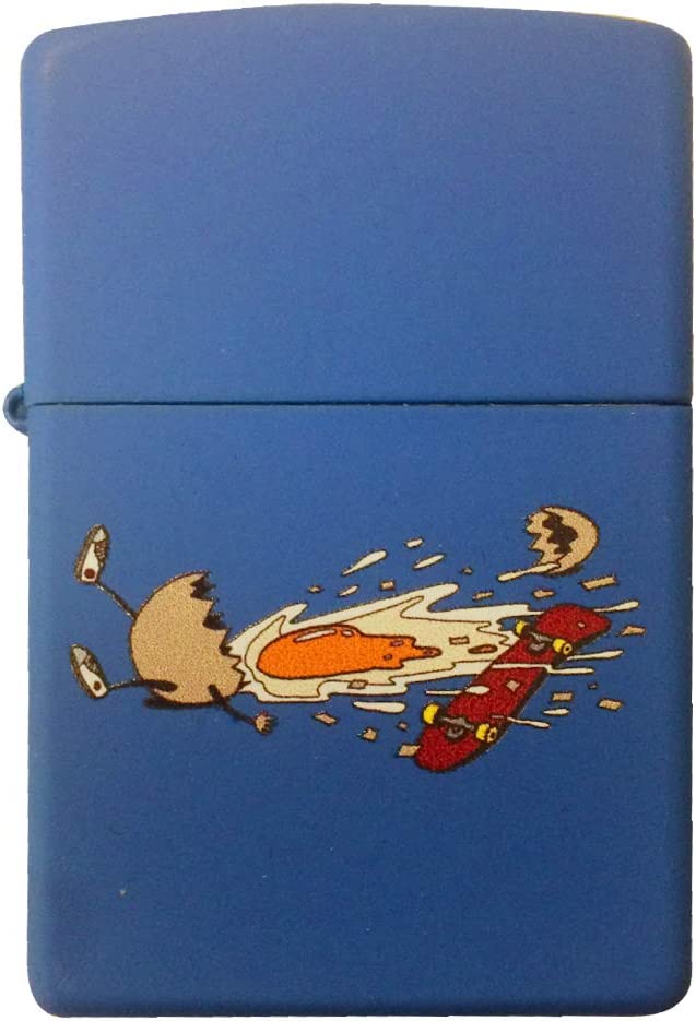 Funny Egg Skateboard Splatter Mess - Royal Blue Matte Zippo Lighter
