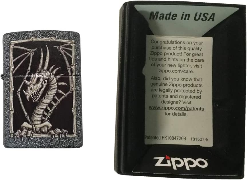 Skeleton Dragon - Iron Stone Zippo Lighter