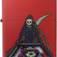 Pinball Grim Reaper Death with Scythe - Red Matte Zippo Lighter