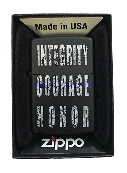 Integrity Courage Honor - Black Matte Zippo Lighter