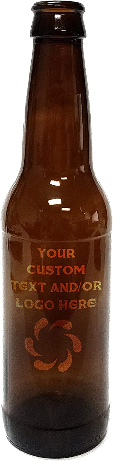 Custom Engraved OR Color Printed 12 or 22oz Glass Beer Bottles - Add Your Text, Logo, Photo