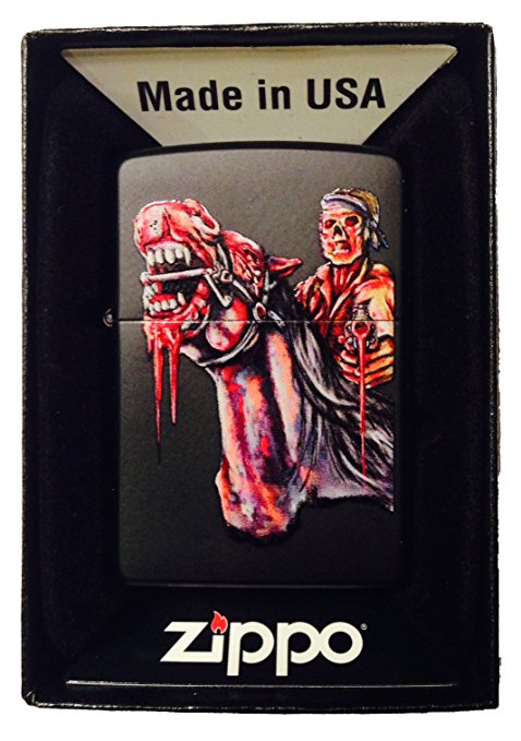 Dead Zombie Horse Rider - Black Matte Zippo Lighter