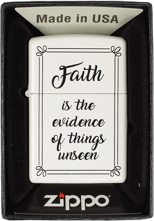 Faith is the Evidence of Things Unseen - White Matte Zippo Lighter