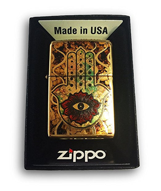 Hamsa Hand of God - Fusion High Polish Brass Zippo Lighter